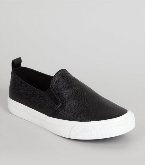 Teens Black Metallic Slip On Trainers | New Look