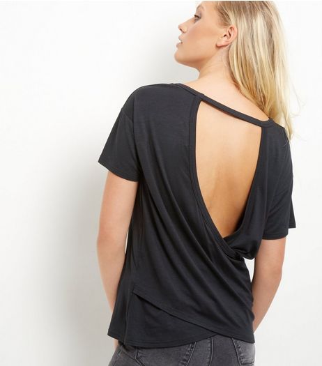 Black Bar Back Short Sleeve Top | New Look