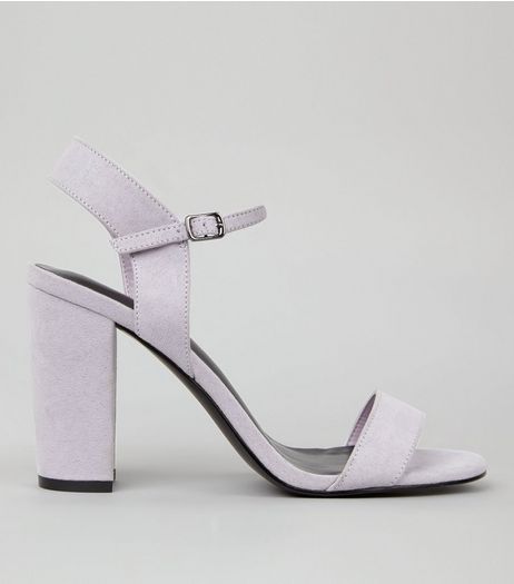 Lilac Suedette Block Heel Ankle Strap Sandals | New Look