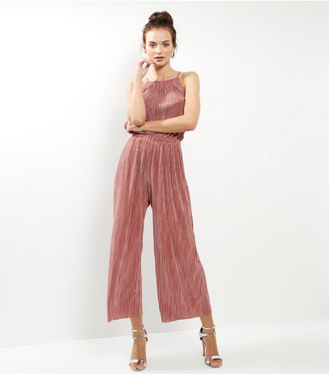 Cameo Rose Pink High Neck Pleated Jump Suit | New Look