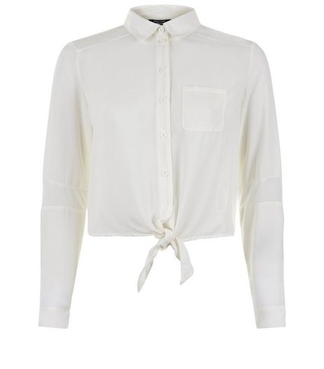 Teens Cream Tie Front Shirt | New Look