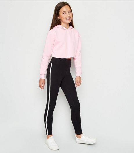 Teens Black Side Stripe Leggings | New Look
