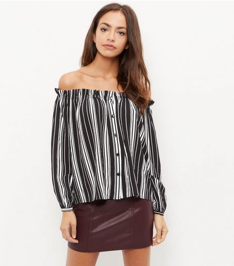 Cameo Rose Stripe Bardot Neck Top | New Look