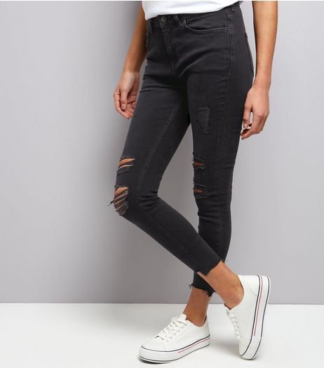 Black Extreme Ripped Skinny Jenna Jeans | New Look