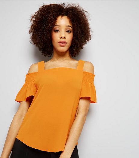 Yellow Short Sleeve Cold Shoulder Top | New Look