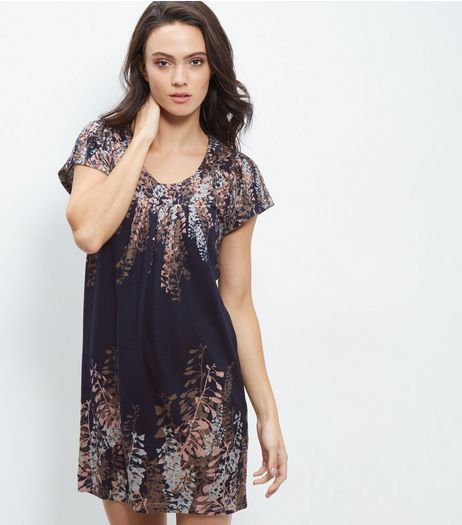 Apricot Blue Floral Print Tunic Dress | New Look
