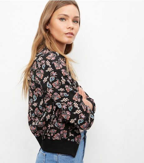 Blue Vanilla Black Paisley Print Bomber Jacket | New Look