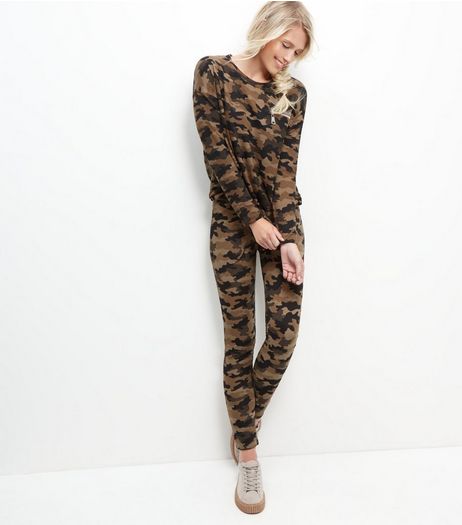 Blue Vanilla Green Camo Print Sweater And Leggings Set | New Look