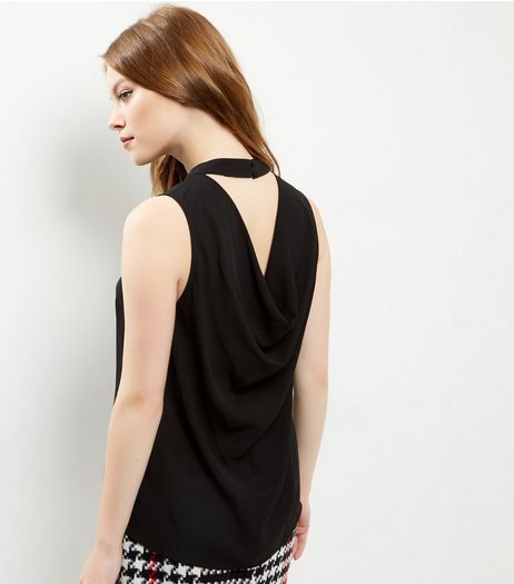 Black Split Back Sleeveless Top | New Look