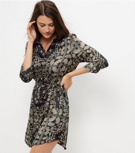 Parisian Black Abstract Print Shirt Dress | New Look
