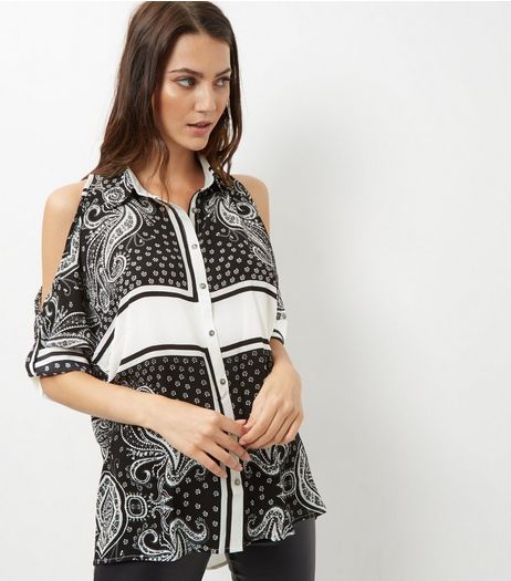 Parisian Black Paisley Print Cold Shoulder Shirt | New Look