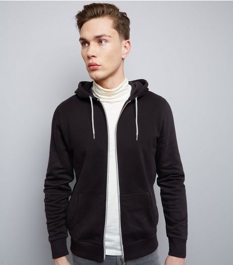 Black Zip Front Hoodie | New Look