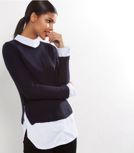 Cameo Rose Stripe Navy 2 in 1 Jumper | New Look