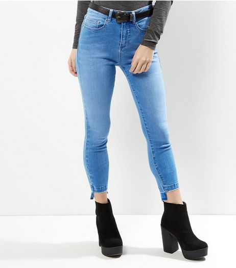 Petite Pale Blue Step Hem Skinny Jeans | New Look