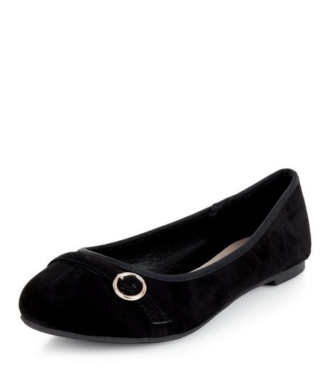 Teens Black Suedette Buckle School Pumps | New Look