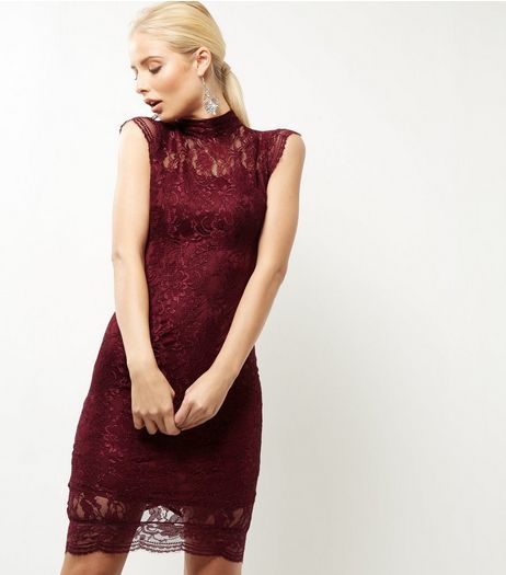 AX Paris Dark Purple Lace Cap Sleeve Dress | New Look