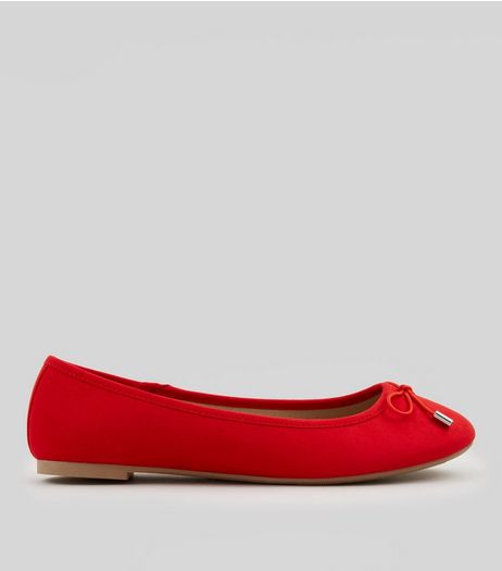 Red Suedette Ballet Pumps | New Look