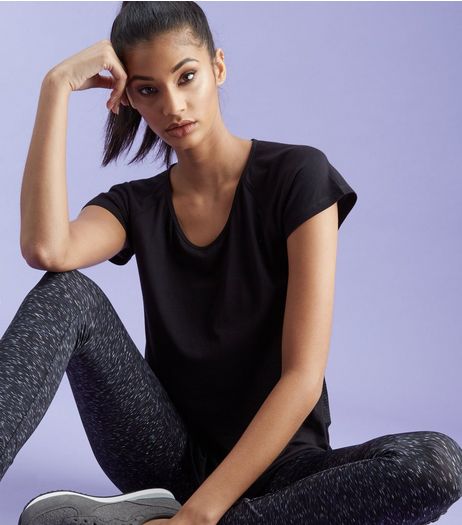 Black Bar Back Mesh Sports T-Shirt | New Look