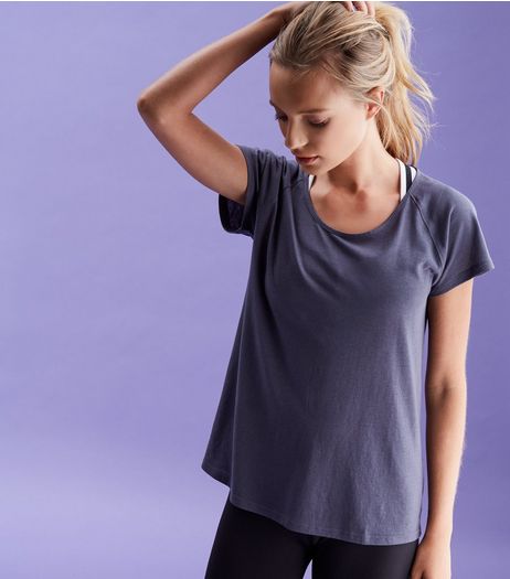Grey Bar Back Mesh Sports T-Shirt | New Look