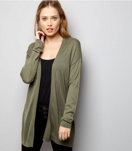 Olive Green Long Sleeve Cardigan | New Look