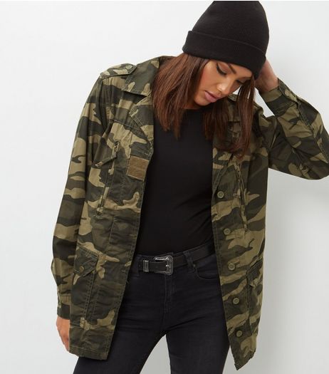 Parisian Greem Camo Print Jacket | New Look