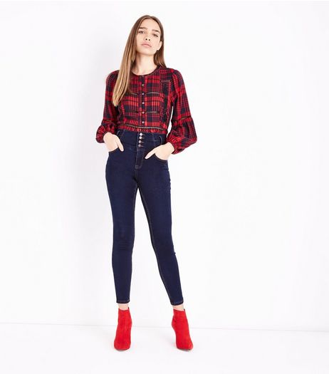 Dark Blue High Waist Skinny Yazmin Jeans | New Look
