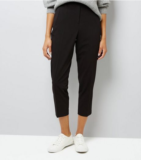 Black Slim Leg Cropped Trousers | New Look