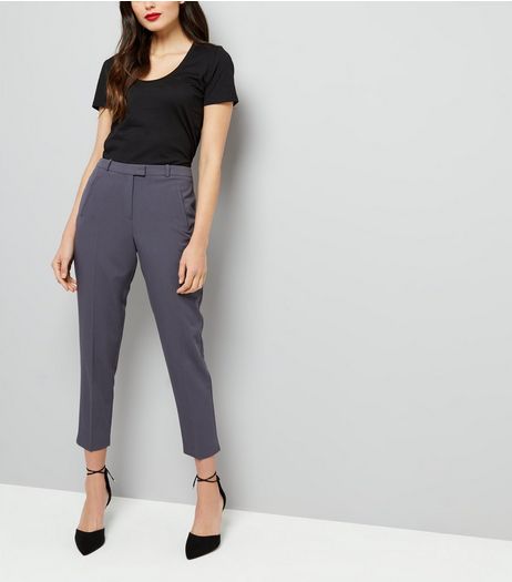 Dark Grey Slim Leg Cropped Trousers | New Look