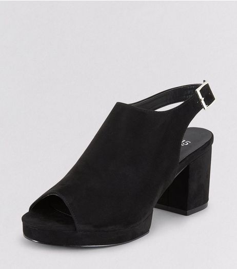 Teens Black Suedette Platform Heels | New Look
