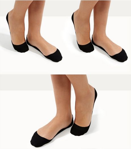 3 Pack Black Invisible Liner Socks | New Look