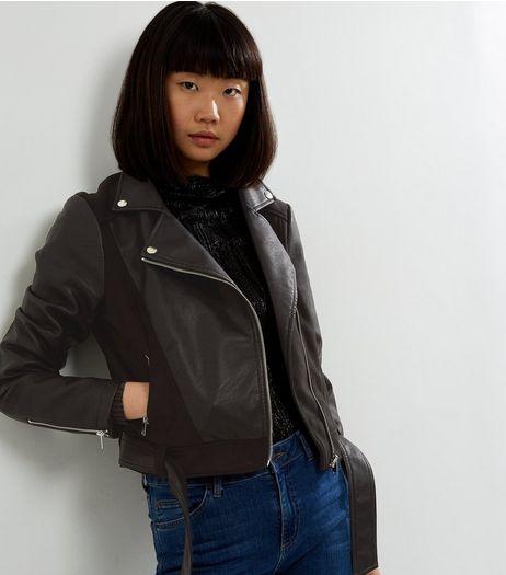 Black Leather-Look Biker Jacket | New Look