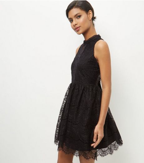 Blue Vanilla Black Lace Skater Dress | New Look