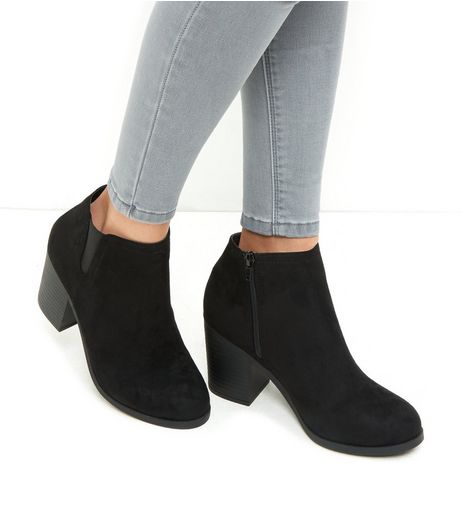 Black Suedette Block Heel Chelsea Boots | New Look