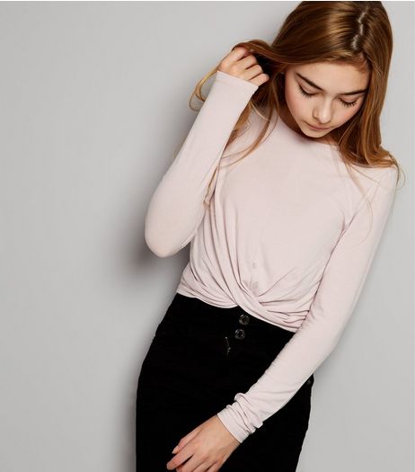 Teens Lilac Crew Neck Twist Front Top | New Look