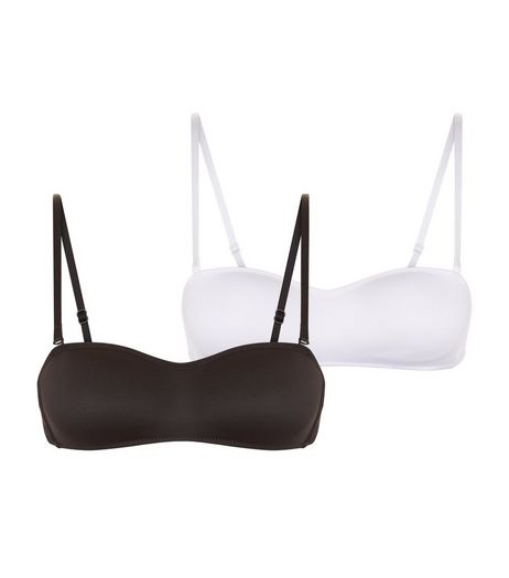 Teens 2 Pack Black And White Strapless Bandeau Bras | New Look