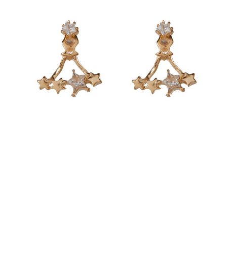 Gold Star Crystal Ear Jackets | New Look