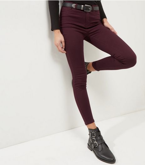 Burgundy Ankle Grazer Skinny Jeans | New Look