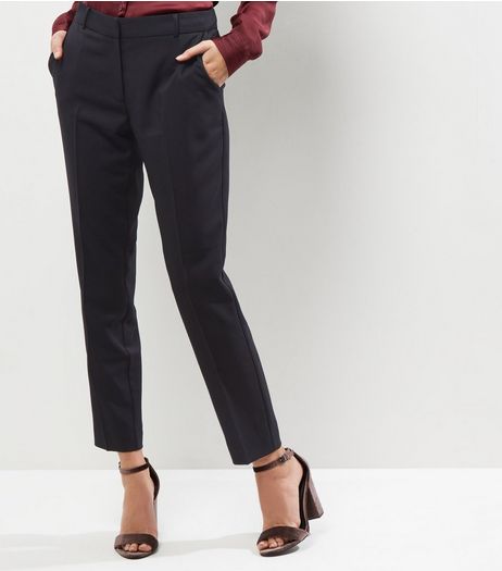 Black Stretch Slim Leg Cropped Trousers | New Look