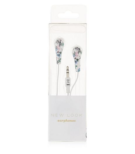 White Floral Print Earphones | New Look