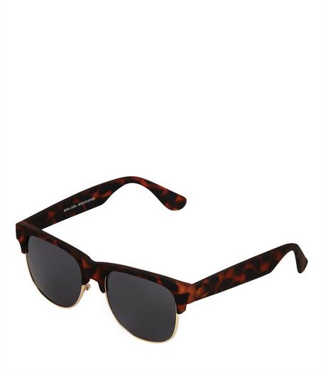 Brown Tortoiseshell Metal Trim Sunglasses | New Look