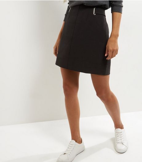 Black Crepe A-Line Skirt | New Look