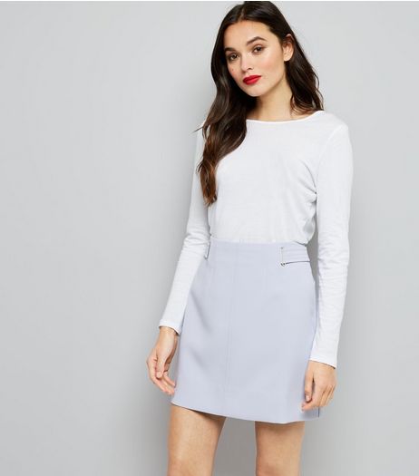 Lilac Eyelet Trim Crepe A-Line Skirt | New Look