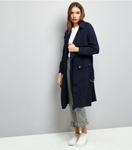 Navy Soft Belted Military Trench Coat | New Look
