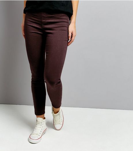 Burgundy Emilee Jeggings | New Look