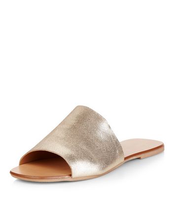 wide fit gold mules