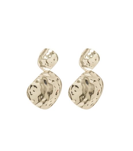 Gold Textured Twist Drop Earrings | New Look