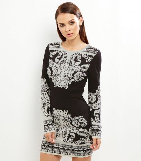 Apricot Black Paisley Print Jumper Dress | New Look