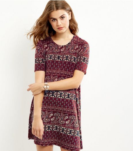 Apricot Red Paisley Print Dress | New Look