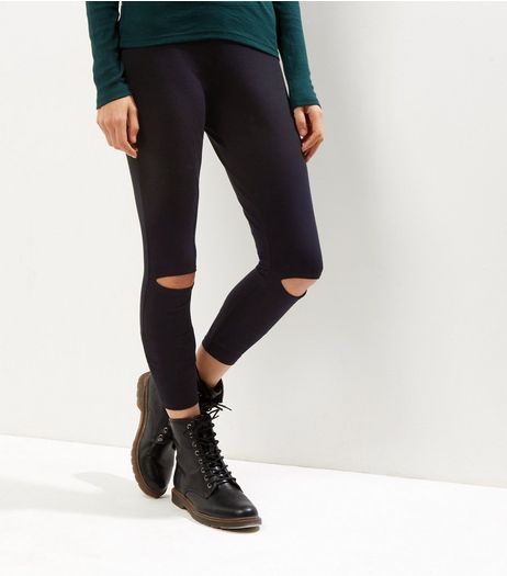 Black Ripped Knee Leggings | New Look