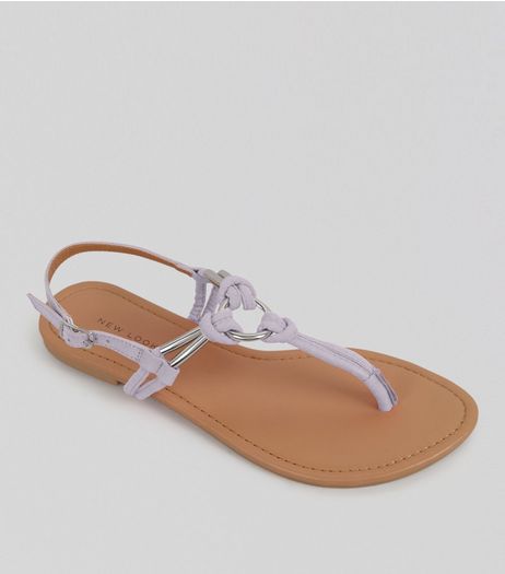 Lilac Metal Ring Toe Post Sandals | New Look